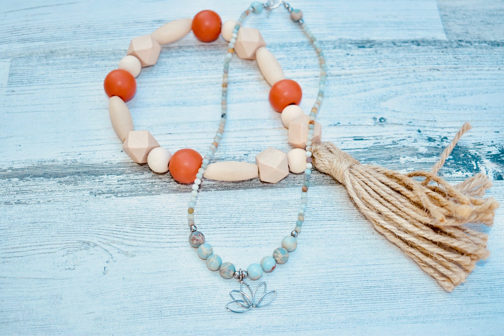 Lotus Energy Necklace-Amazonite + Silver Lotus